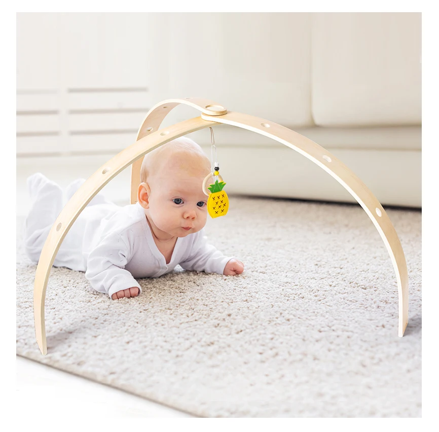 Bingkai Bermain Bayi Dapat Dilipat Aktivitas Gym Bayi dengan Mainan Tumbuh Gigi Bayi Kayu Hadiah Bayi Baru Lahir Montessori Dekorasi Kamar Anak