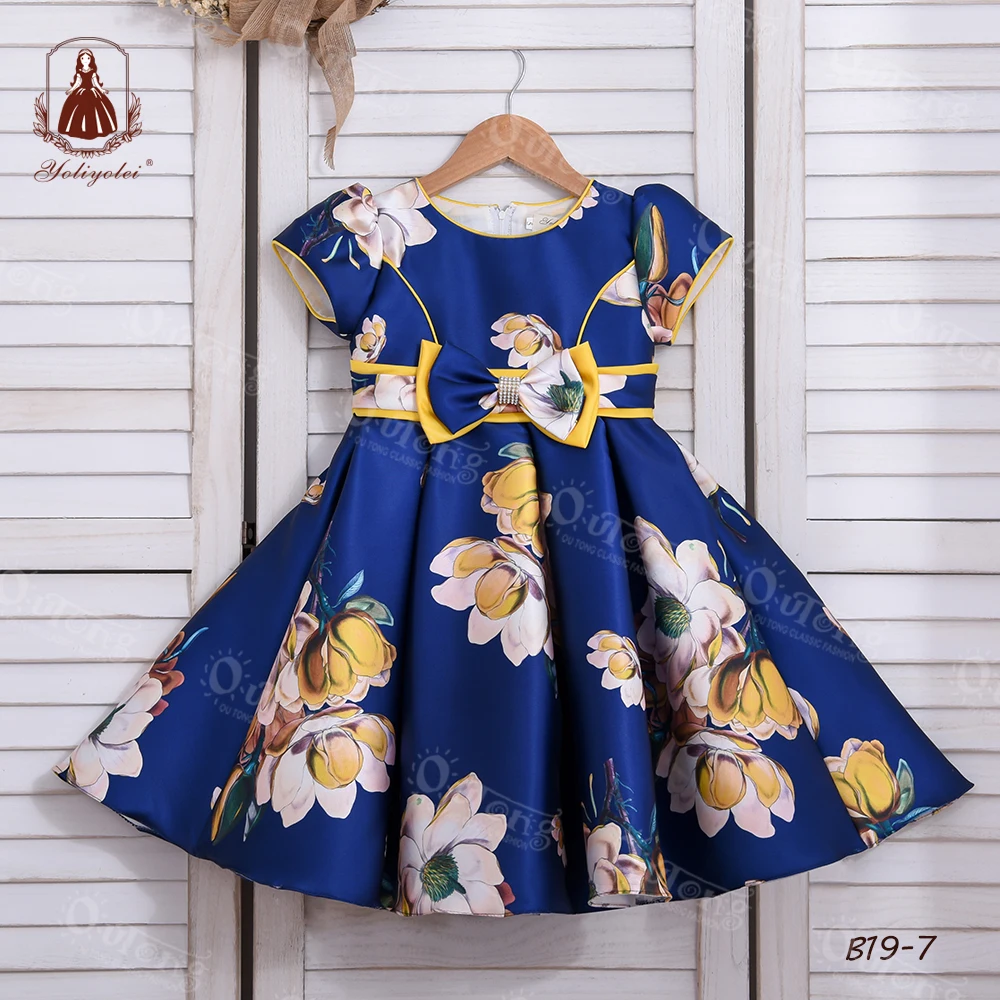 Elegant Mediterranean Style Satin Girl Dress, Retro Court Pattern Girls  Dresses for Party Costumes, Opening Ceremony Kids Wear