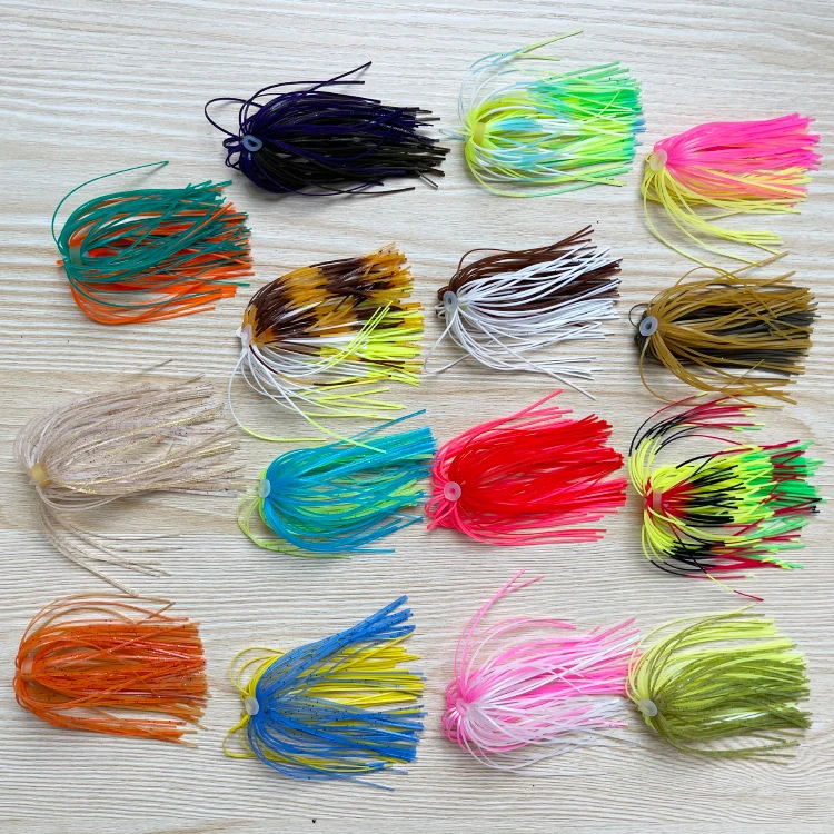 bulk fishing lure skirts Silicone Skirt Hole in one style with glow tails 4" / 10 cm 500 lot Available in all the hottest fluke slaying colors and sizes Wholesale Silicone Fishing Skirts -