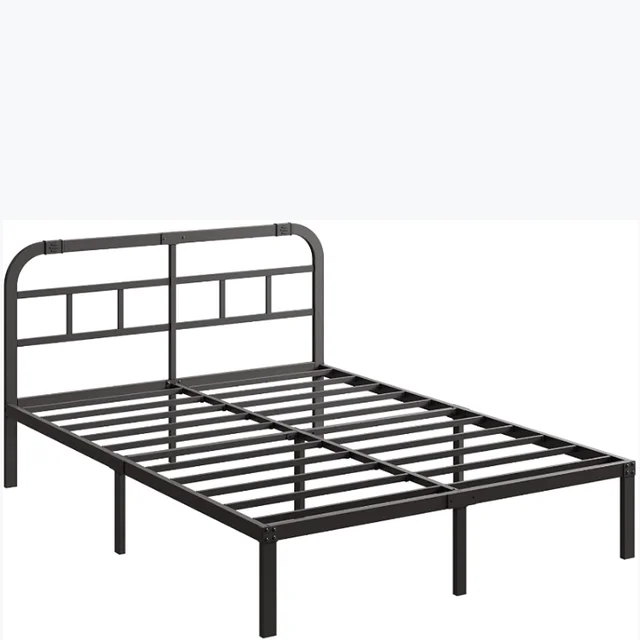 14 Inch Heavy Duty Full Metal Bed Frame with Headboard  Modern Look Clean Lines Bed Platform