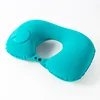 Peacock green flocking inflatable u-shaped pillow - single pack