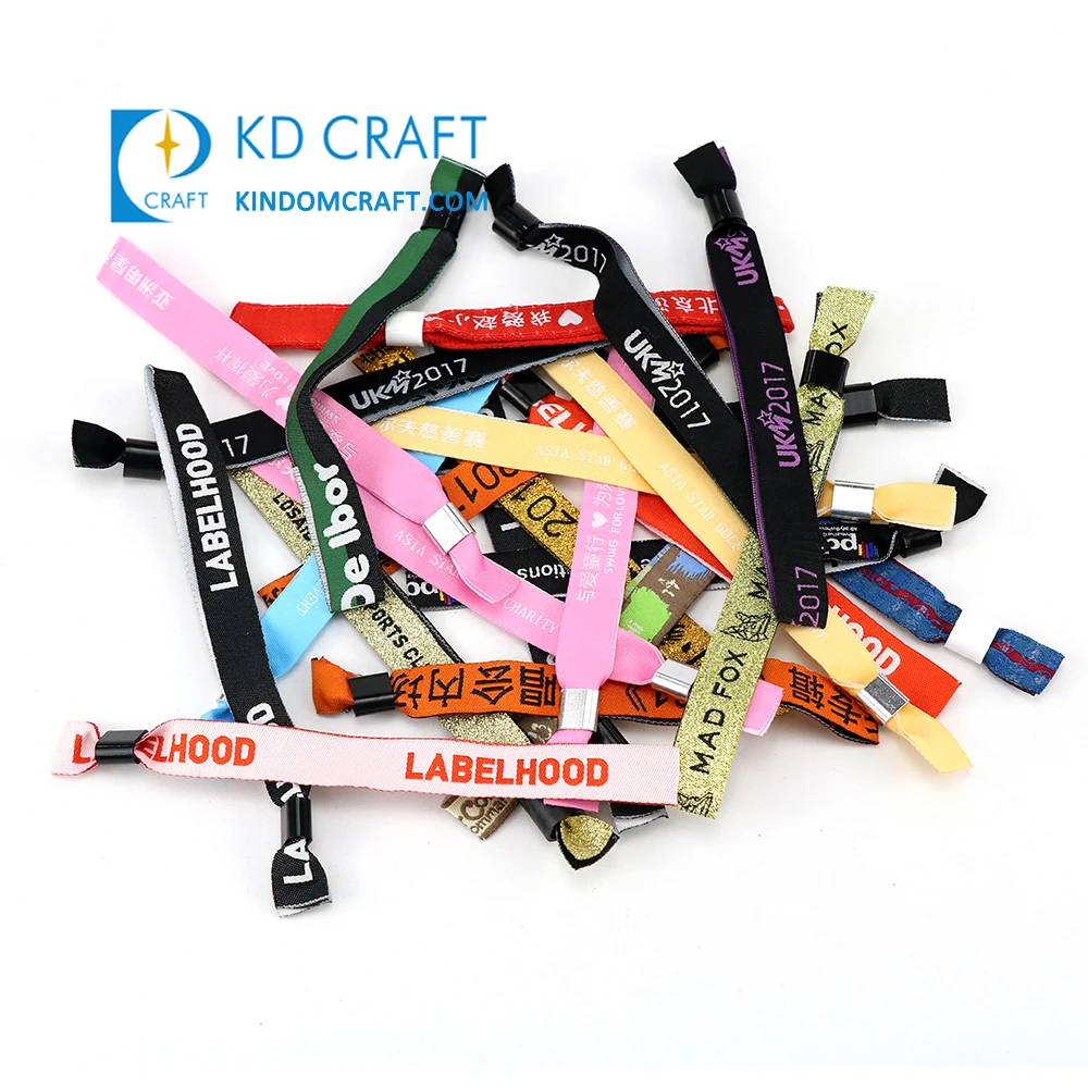 No Minimum Order Customized Plain Sublimation Festival Event Polyester Wrist Band Bracelet Woven Elastic Custom Fabric Wristband