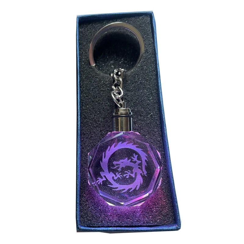 2022 Zoo Figures Keyring  Floating Dog Key Chains Glass Dragon tiger Keychain for Fashion Gift