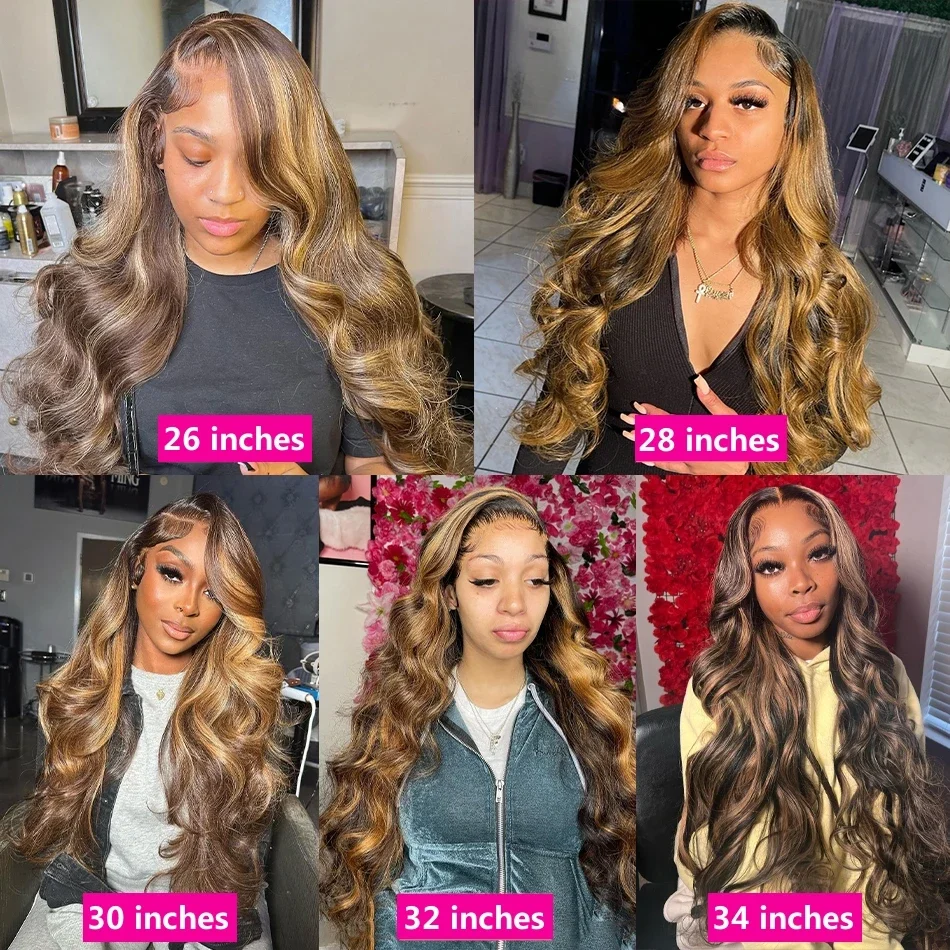 Blond Kroppsvågig Lace Front Peruk Äkta Hår Slingor Limfri 360 Full Lace Frontal Peruker Dam_voghion.com
