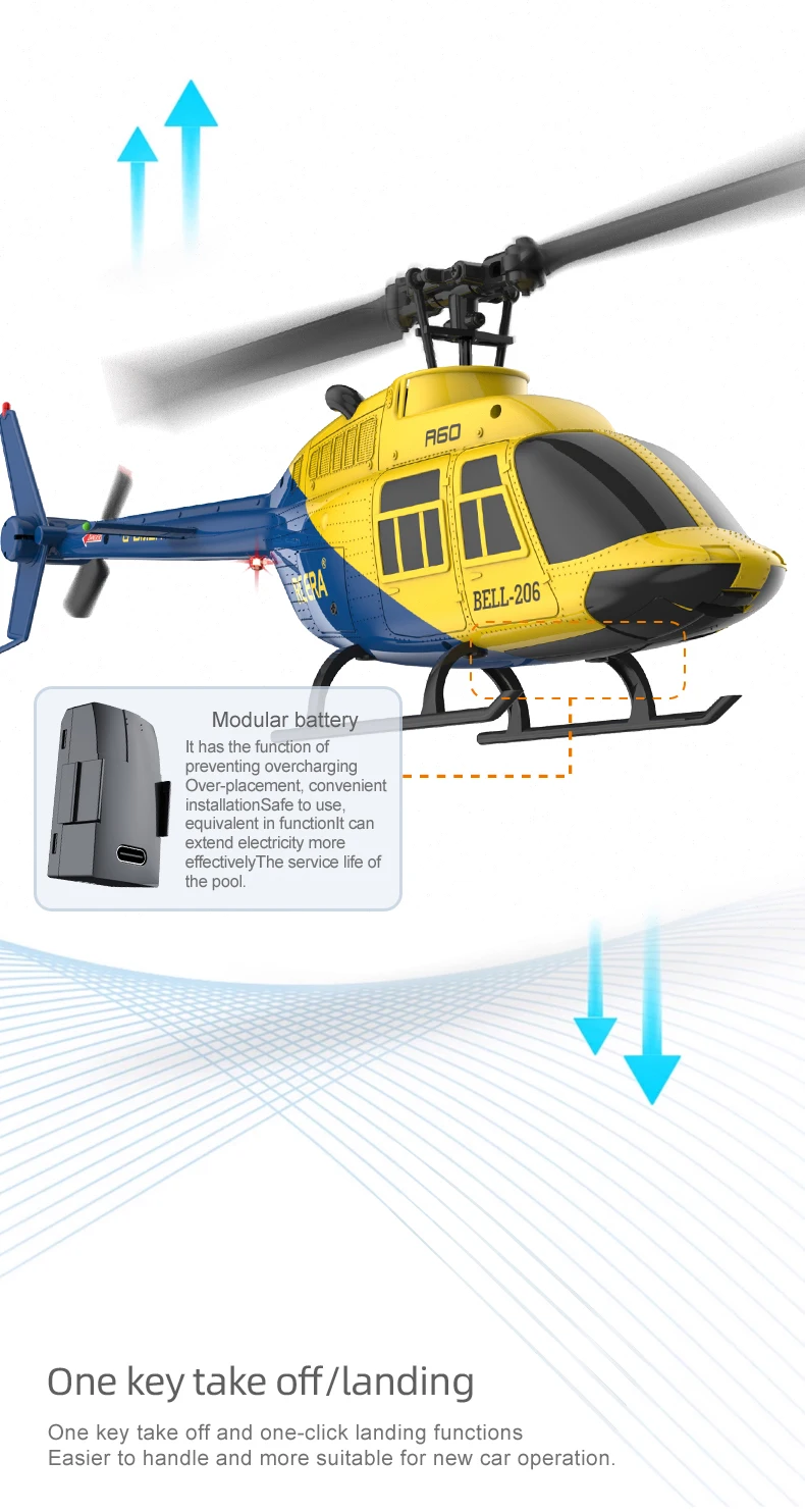 HOSHI ERA A60 RC Plane Helicopter 2.4G 6-Axis Gyroscope 6CH Optical Flow Altitude Hold USB MINI BELL 206 Remote Aircraft
