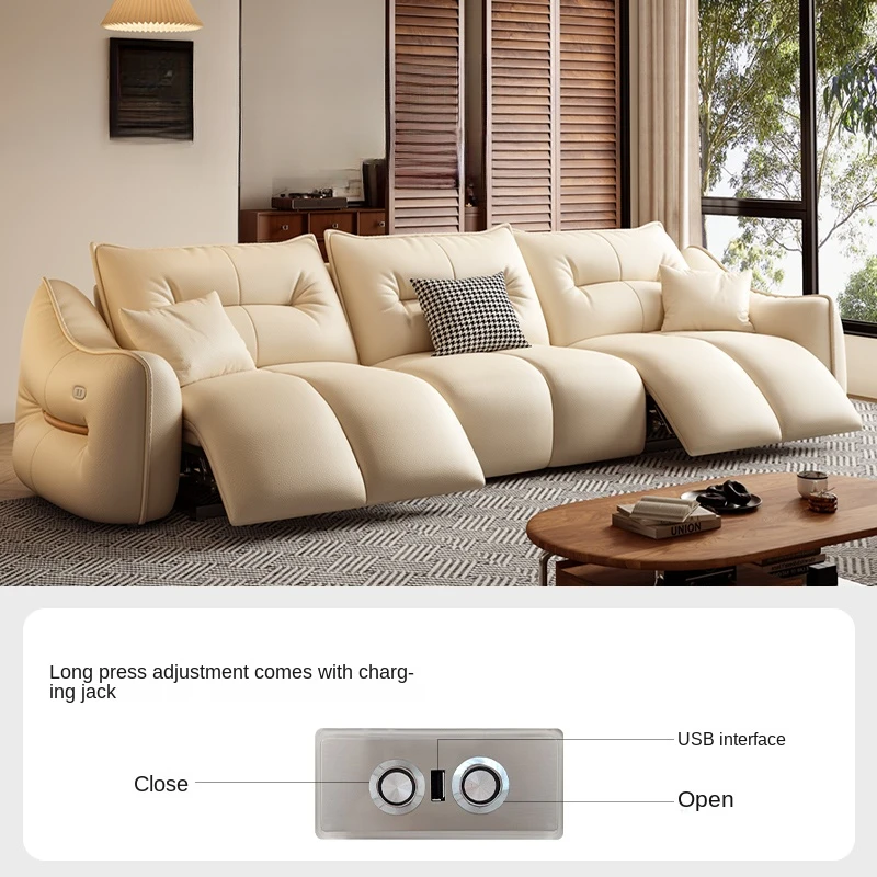 Modern Simple Middle Ancient Style Zero Wall Cat Ears Electric Head  Multifunctional First-Class Living Room Sofas