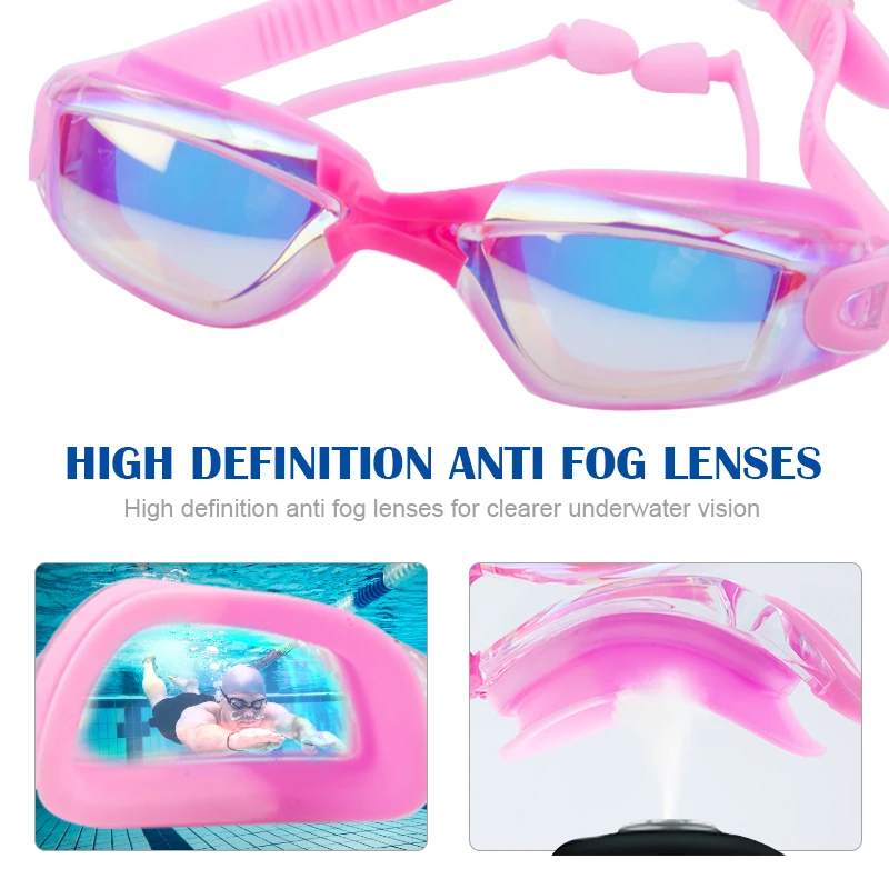 Mirrored Swimming Glasses Fashion Trendy Style UV400 Professional Swimming Goggles Bulk For Women_desvips.com
