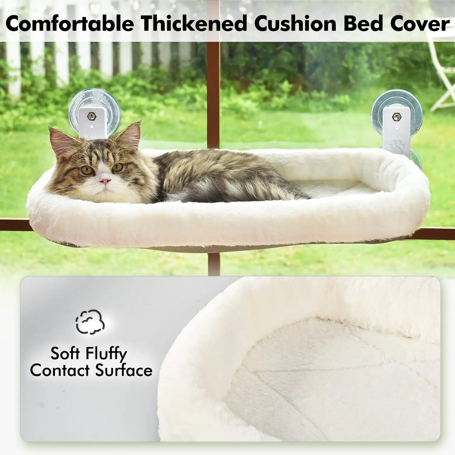 Hot Selling Fleece Bed with Foldable Strong Stainless Steel Frame Cat Window Hammock for Wall with 4 Strong Suction Cups