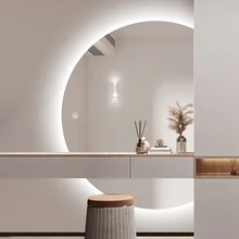 Touch Bathroom Led Mirror Adjustable Led Mirror Half Round Wall Bath Mirrors