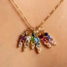 Charms for Jewelry Making Pendant Charms Birthstone Charms stainless Steel gold plated birthstone pendant Zircon Necklace diy
