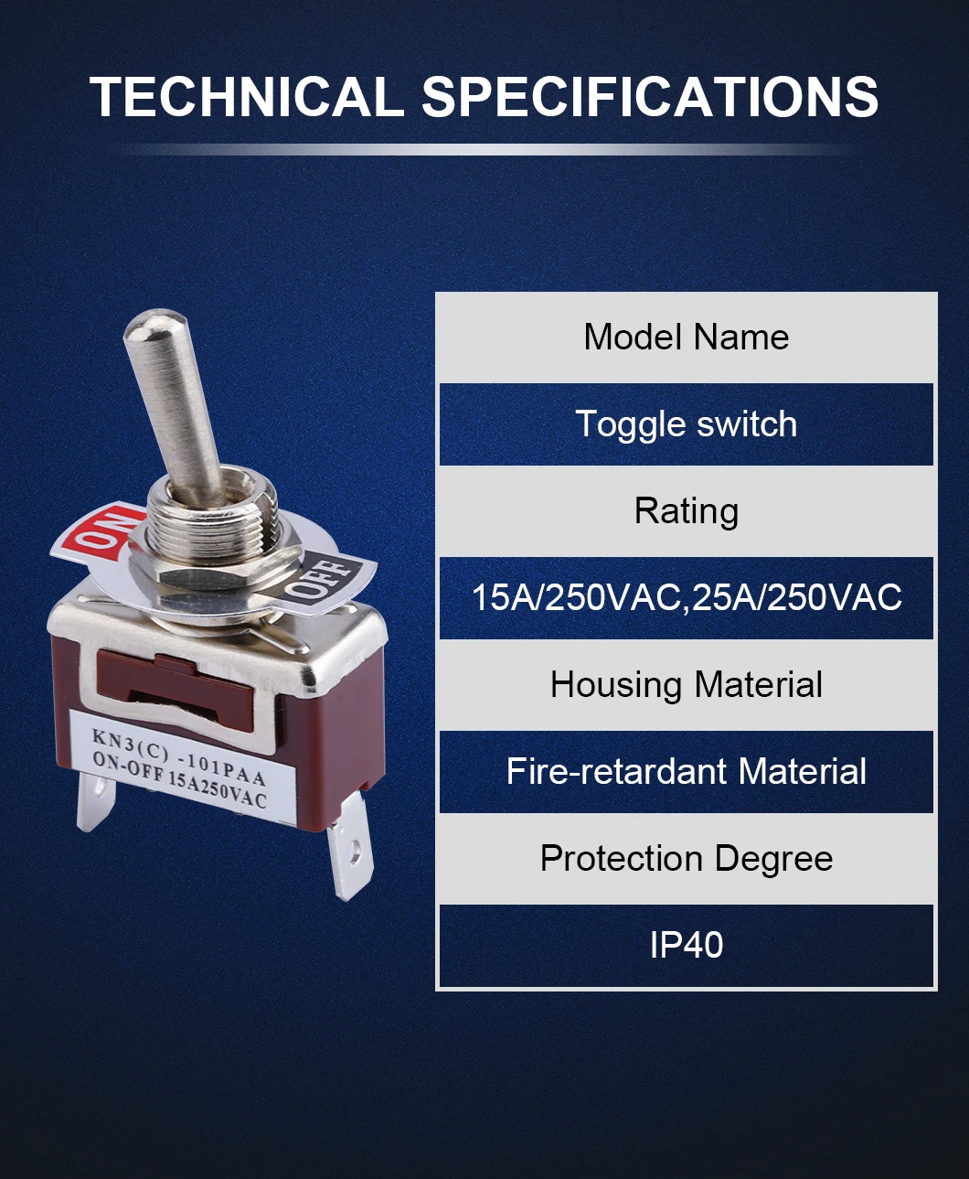 Toggle Switch Good Quality On On Position Pin Terminal Spring Reset