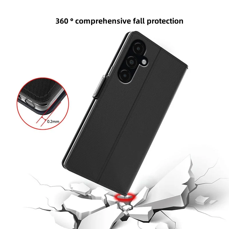 product laudtec pu tpu flip cover mobile phone case anti drop magnetic wallet card insertion protective cover for samsung galaxy s25-7
