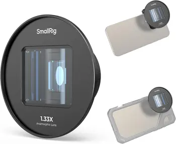 SmallRig 1.33X Anamorphic Lens for Mobile Phone 2.4:1 Wide Screen Deformation Filmmaking Lens with T-Mount, Phone Cinematic