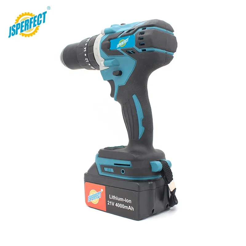 JSPERFECT Brushless Motor Rechargeable Battery 21V Impact Heavy Duty Cordless Drill