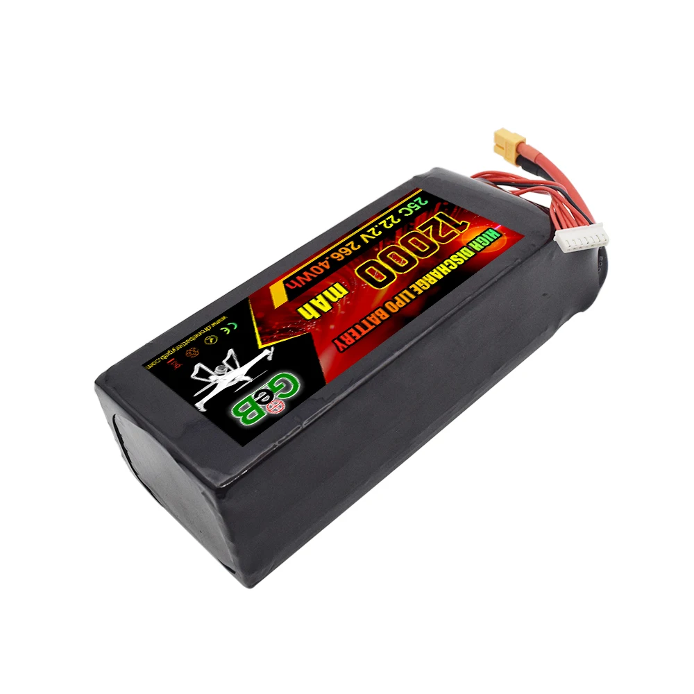 25C GEB 工場価格 Lipo ドローン バッテリー 6S 12000mah ドローン バッテリー 22.2V 6S 25C ドローン用充電式 Lipo バッテリー