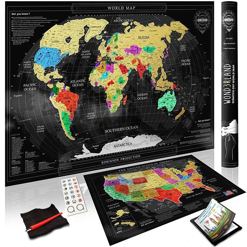 To Mark Your Travels Global Scratch Gold Foil Scratch Off Map