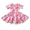 Hot Pink Easter Bunny Painting Egg Short Sleeve Twirl Dress