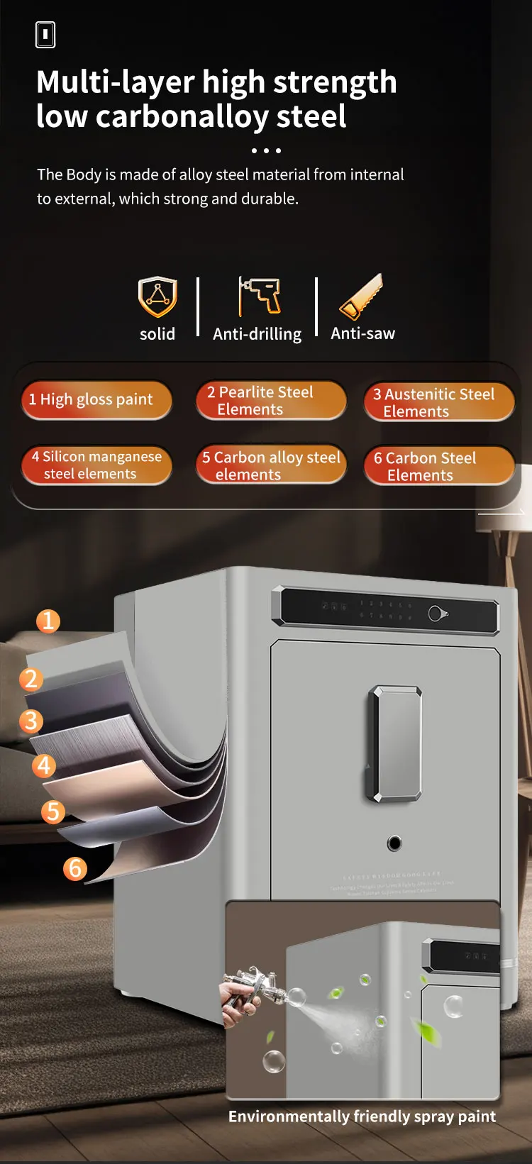 CEQSAFE High-end Hotel Office Home Safe TUYA APP WIFI Anti-Theft Intelligent Alarm Password Safe Box supplier