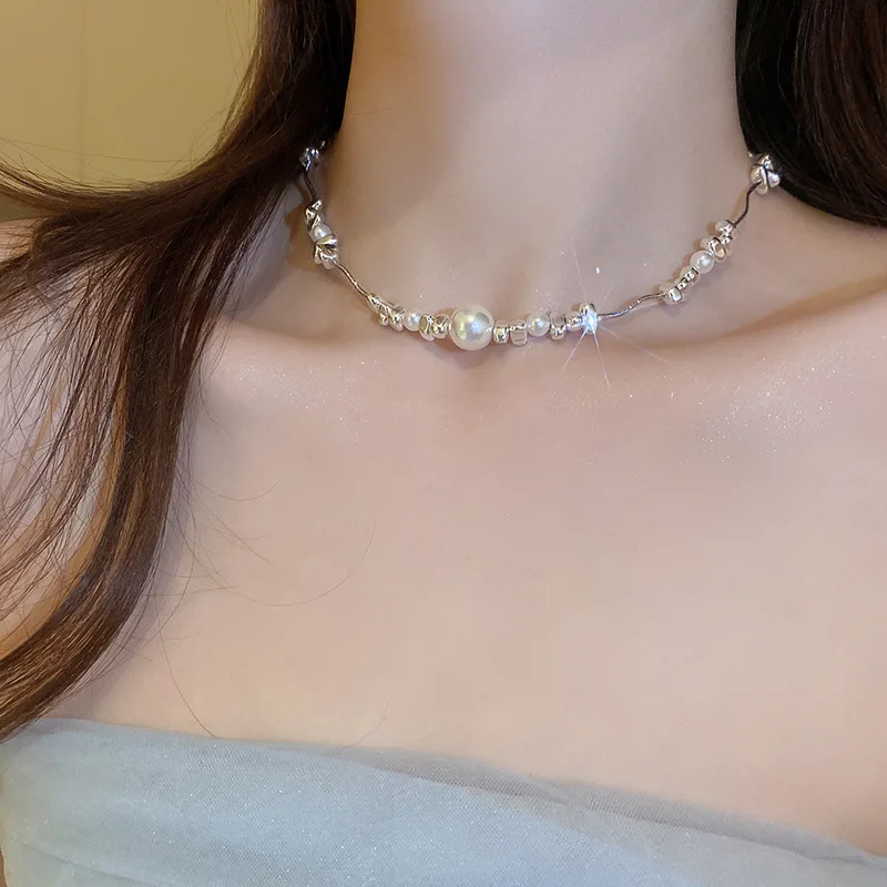 New Irregularly Trending Fashion Pearl Necklace and Bracelet Sets Luxury Design Necklaces Set