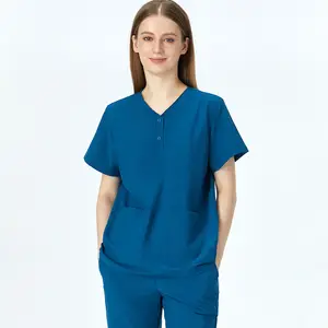 Stylish Custom Medical Scrubs Uniform Sets for Women High Quality Woven Embroidered Logo Soft Comfortable for Nursing Hospitals