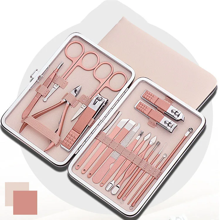 Красота для маникюра, машинка для стрижки ногтей триммеры для ногтей Инструменты из розового золота 18 штук ногтей резак триммер для стрижки волос набор