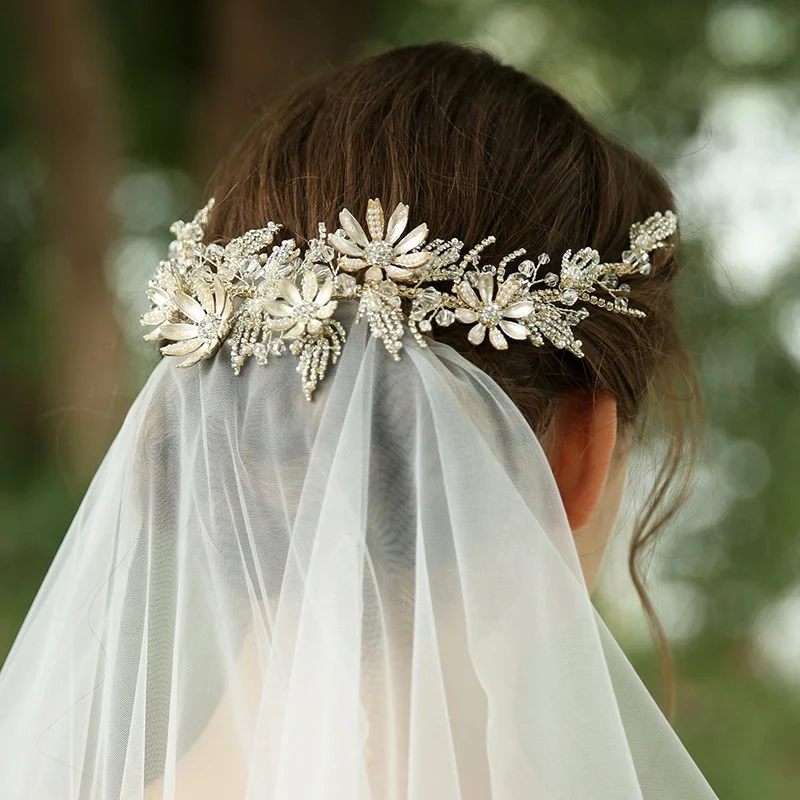 Belle strass perle fleur bandeau mariage nuptiale tiare vigne cheveux