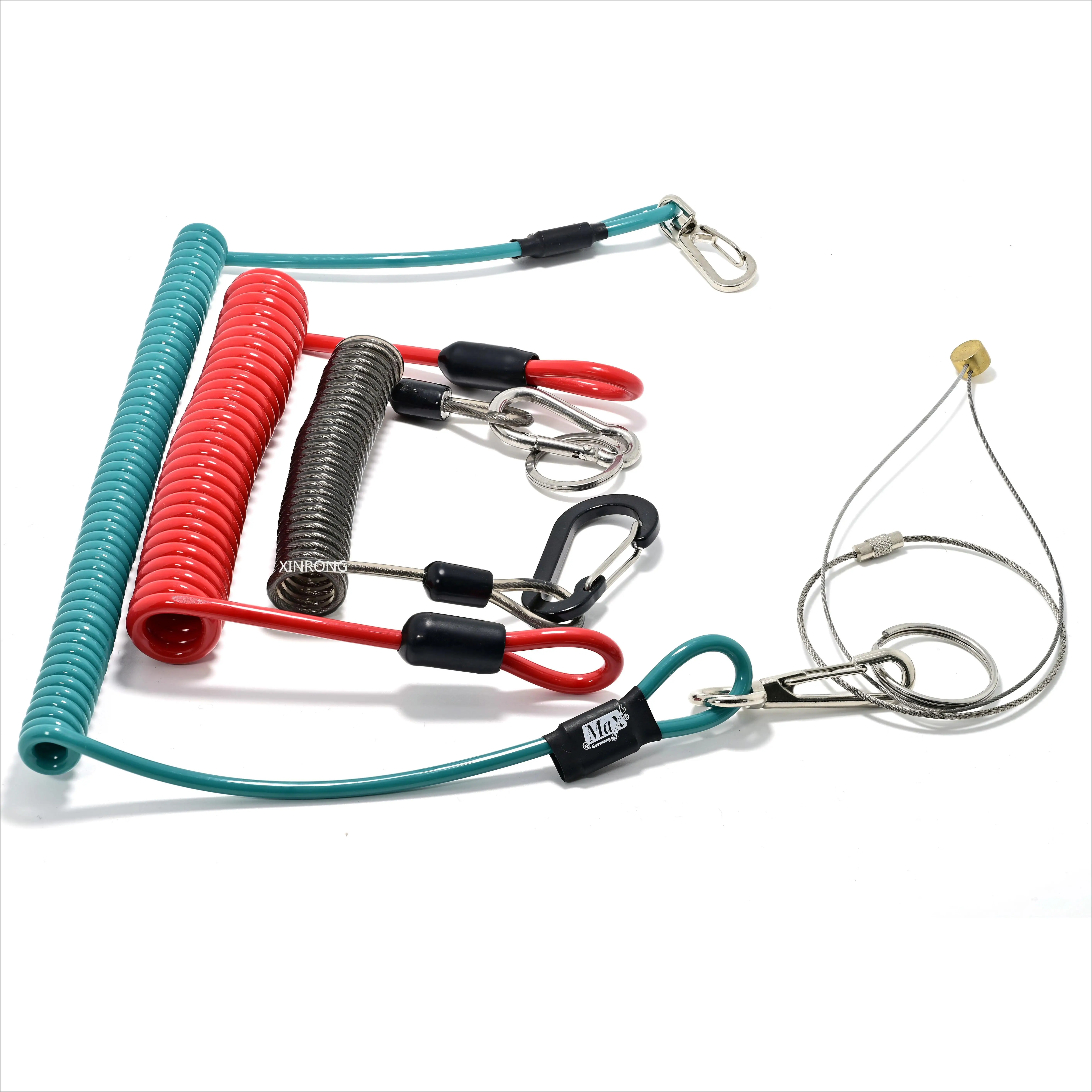 Factory Price Plastic Coiled Spiral PVC Coated Black Tool Lanyard