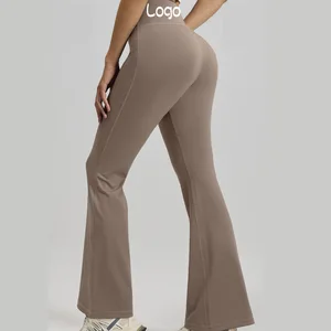 Custom Logo Print Wholesale Women's Yoga Leggings Gym Fitness Wear Polyester Spandex Breathable Running Sports Workout Pants