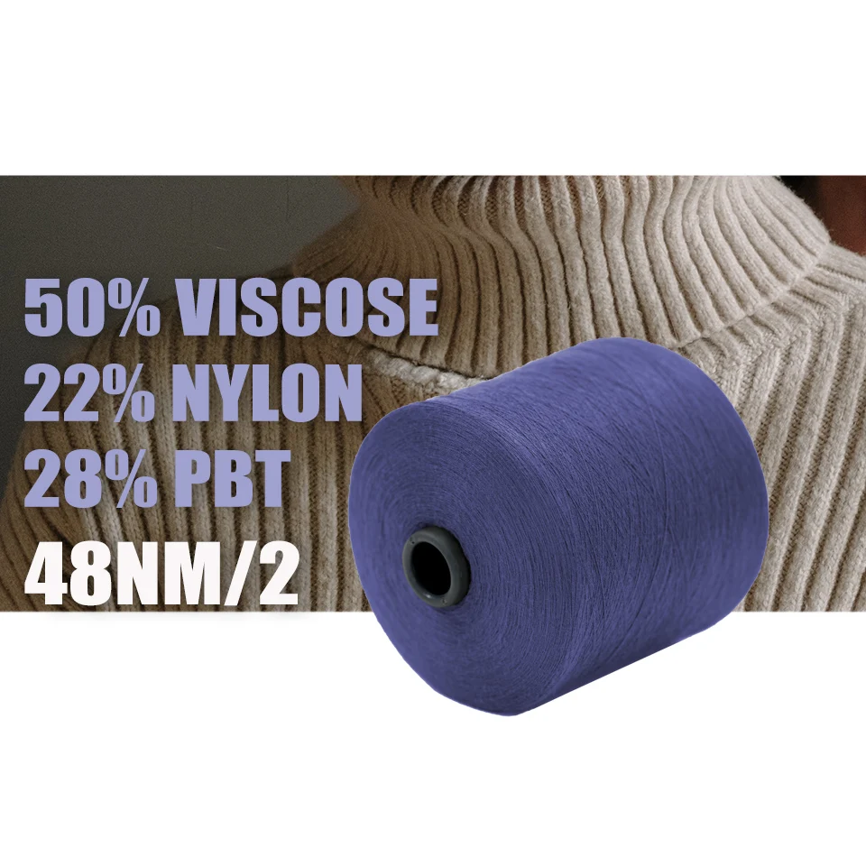 High Tenacity Sewing Weaving Polyester Nylon Rayon Blended Yarn 48NM/2 Core Spun Yarn For Knitting Sweater