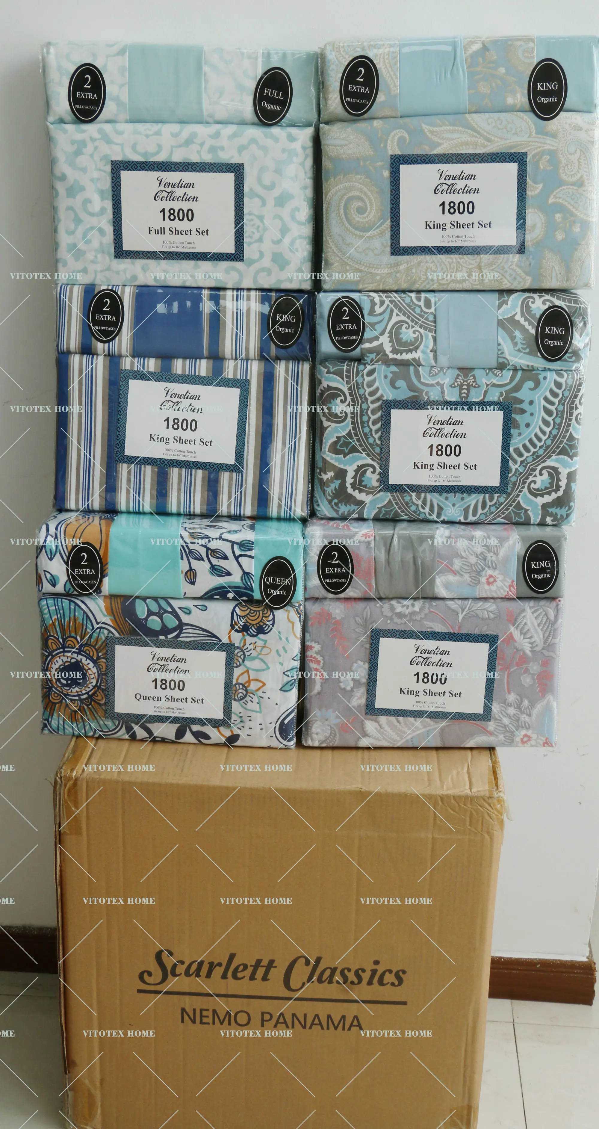 Factory Bed Sheet 6pc Modern Pattern Printed Bedding Sheet Set With 1