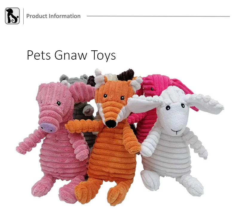 Small Fun Pet Toy Donkey-Shaped Corduroy Chew Toy with Squeaker Squeaky Plush Bone Molar Puppies Dogs Dog Training Accessories