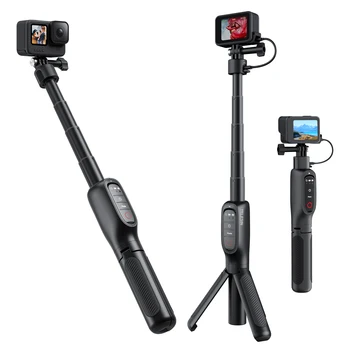 TELESIN Action Camera Accessories for Go Pro Hero12 11 10 9 Max 5000mAh Rechargeable Tripod Remote Control Selfie Stick