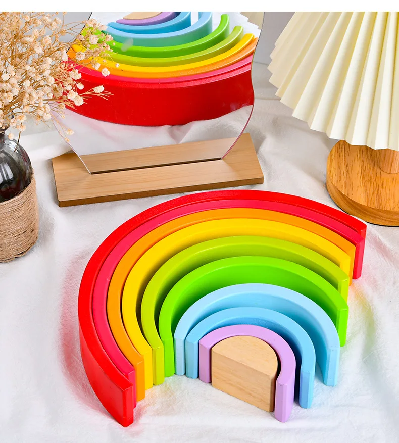 Amazon Wooden Rainbow Stacking Building Blocks Wooden Toys Kids