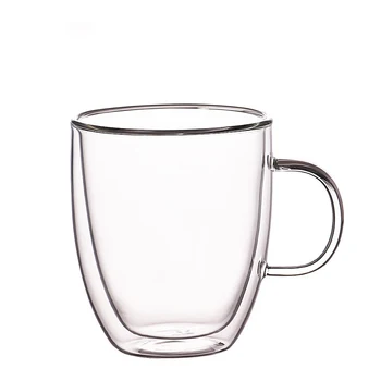 12OZ Double wall glass coffee cup Turkish 350ml coffee mug with handle