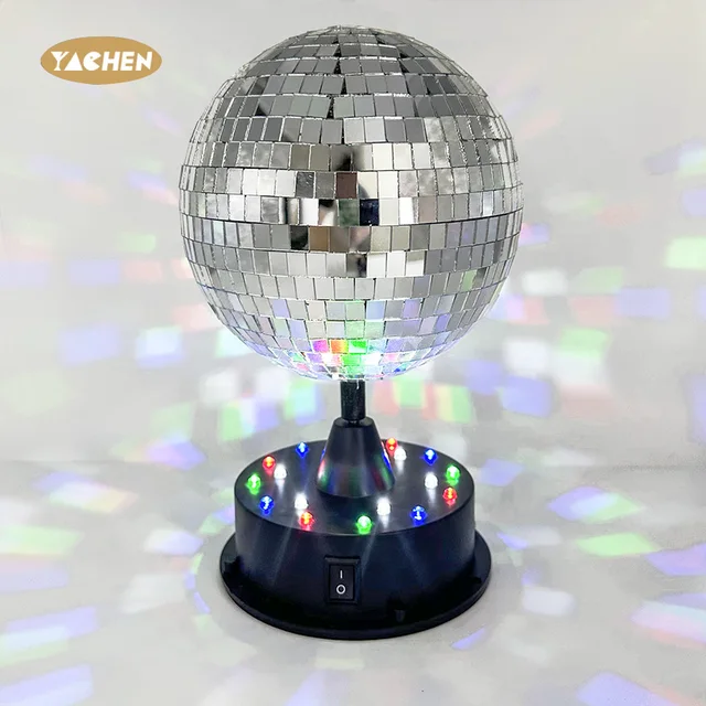 Yachen Portable Standing Rotating Disco Ball with Base LED Light Disco Mirror Ball Decorations for Parties Nightclubs Bar