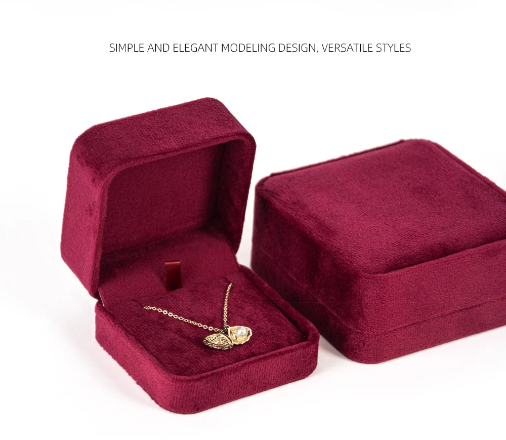 Forte Jewelry Package Box Luxury Wine Red Cream Velvet Jewelry Box Gift Portable Earring Jewelry