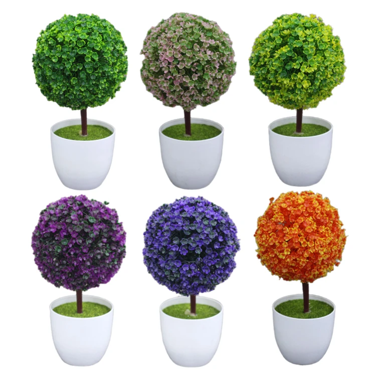 6 Color Pygc01 Small Ball Shaped Oil Hay Artificial Shrubs Plants Faux