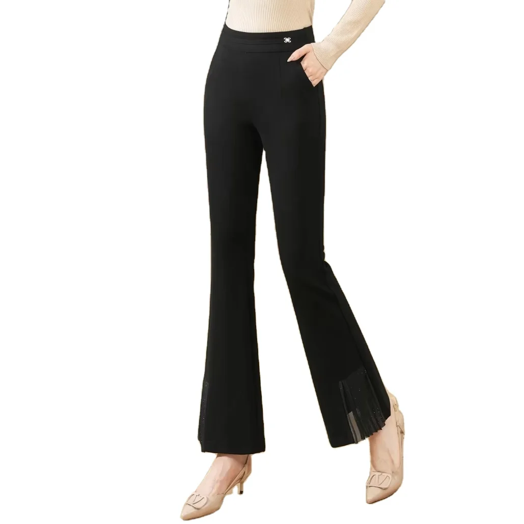 New Ladies Formal Office Wear Pants Women Work Business Casual Flare Leggings Pants with Pockets