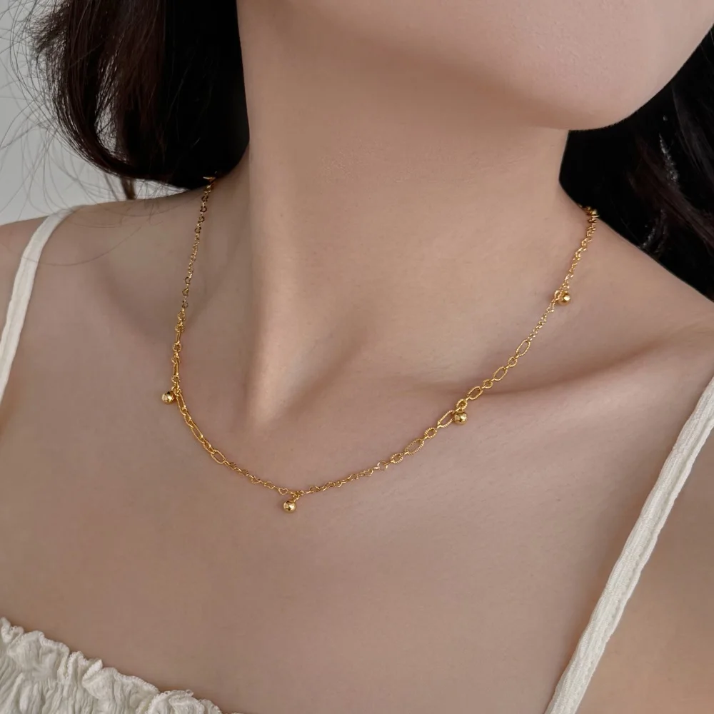 KAKODIY New Simple Design 925 Sterling Silver Rhodium 18K Gold Plated Chain Beads Pendant Necklace detail 5