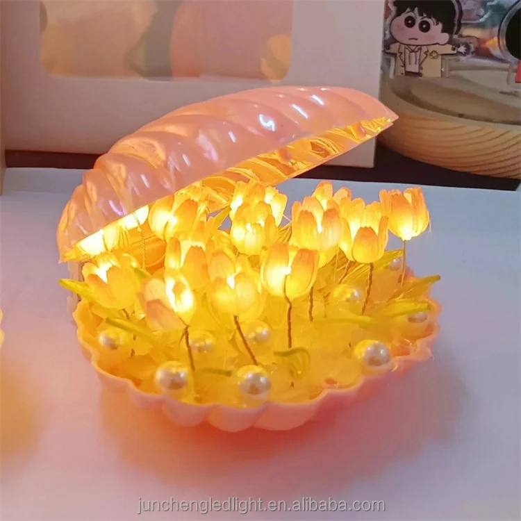 Diy Mini Shell Tulip Flower Led Night Lamp Vivid Flower Soft Lighting ...