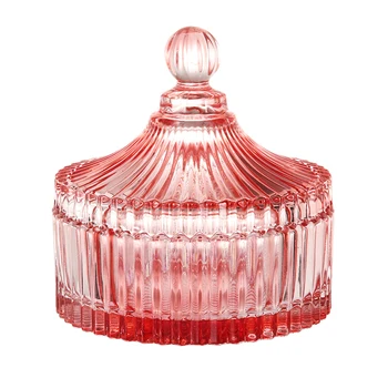 豪華なピンクの印刷甘い瓶カバー蓋付きキャンディーボックスボット