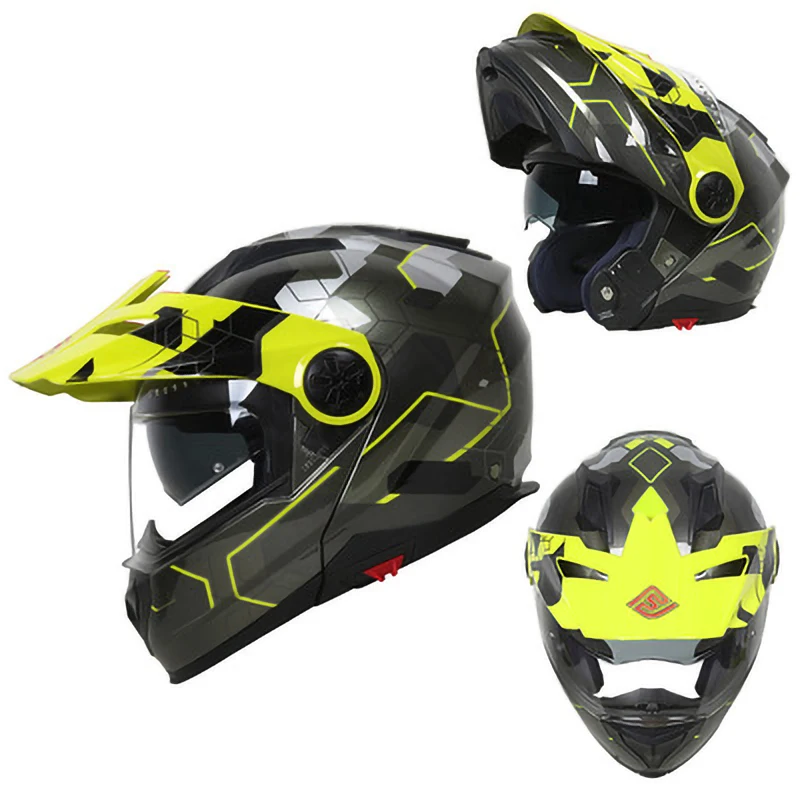 FASEEDフルフェイスオートバイヘルメットモトクロスダブルレンズ
