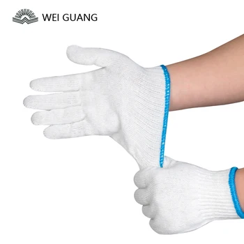 China Wholesale White Knitted 100 % Cotton Gloves Working Gloves Construction Kiitting Work Gloves In Bulk For Garden