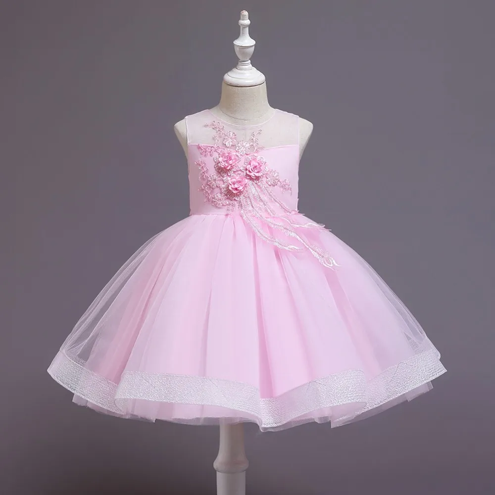 Европейские дети белая свадебная одежда цветы девушки вечернее платье пушистый девочка 6 - летний день рождения платье