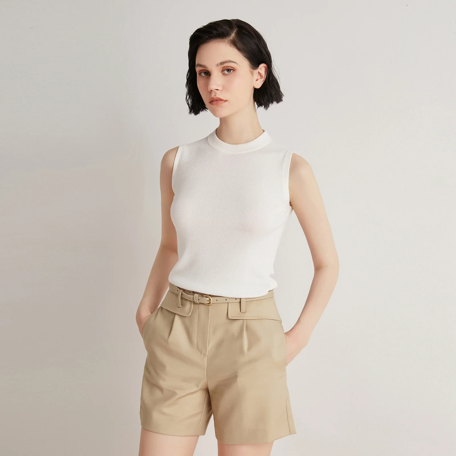 23BC-04 2024 Spring Summer Dropshipping Knitted Ladies High Quality Clothing Silk Merino Wool Sweaters Woolen Vest for Women