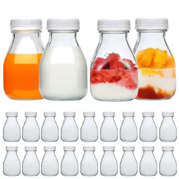 Wholesale Square 50ML 500ML 1000ML Empty Milk Fruit Juice Drink Mini Glass Bottles For Water With White Tamper Proof Cap