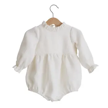 new arrival long sleeve cotton and linen newborn rompers Infant Toddler onesie baby one-piece romper