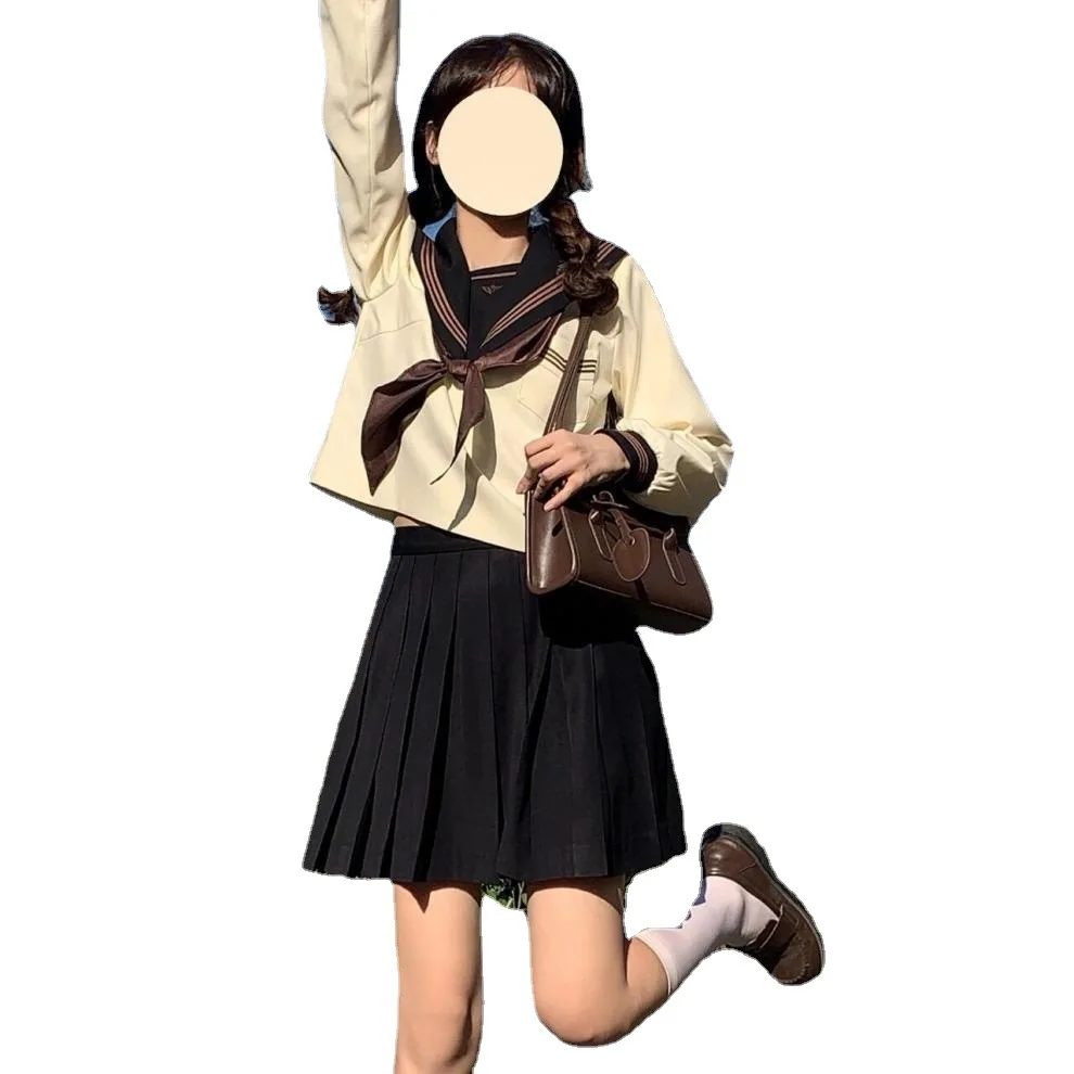 Japanese Girl Uniforms Set High Waist A-line Pleated Skirts And Shirt ...