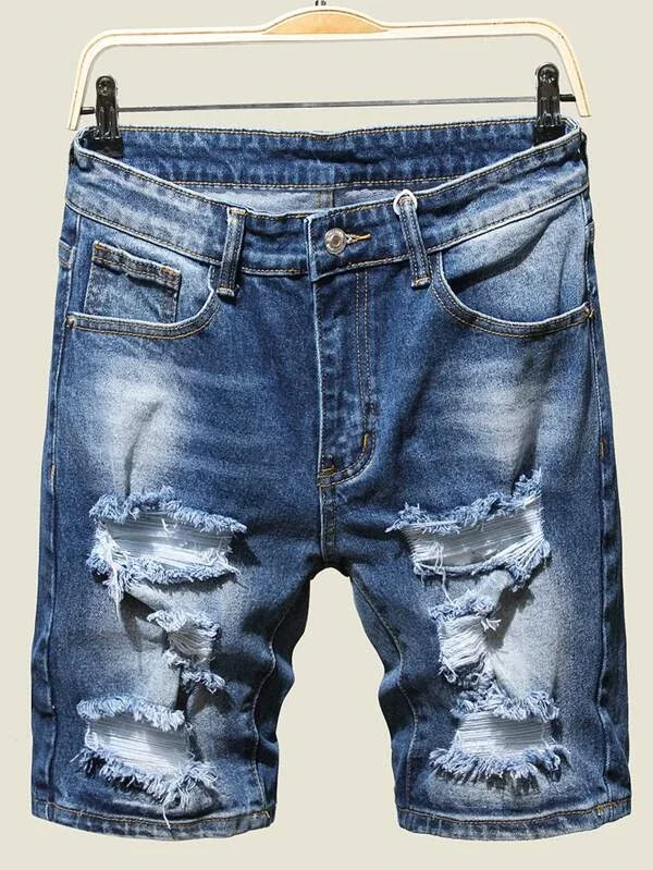 Jeans Shorts Men Cat Whisker Ripped Blue Denim Jogger Shorts Jeans - Buy Blue Jogger Short Jeans,Jean Shorts Waist Short Jeans Product on