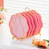 Assiette à cracher en os rose, support à 6 assiettes